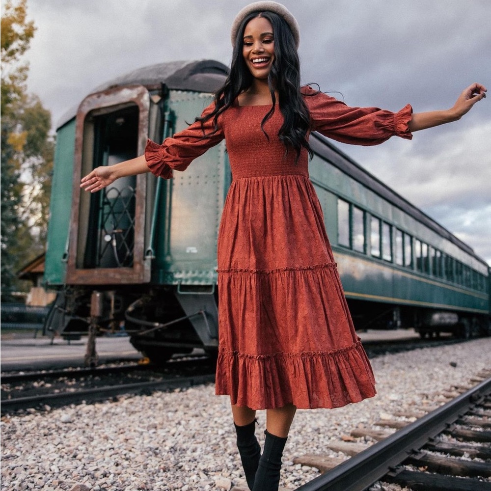 JessaKae Carefree Midi Dress In Rust